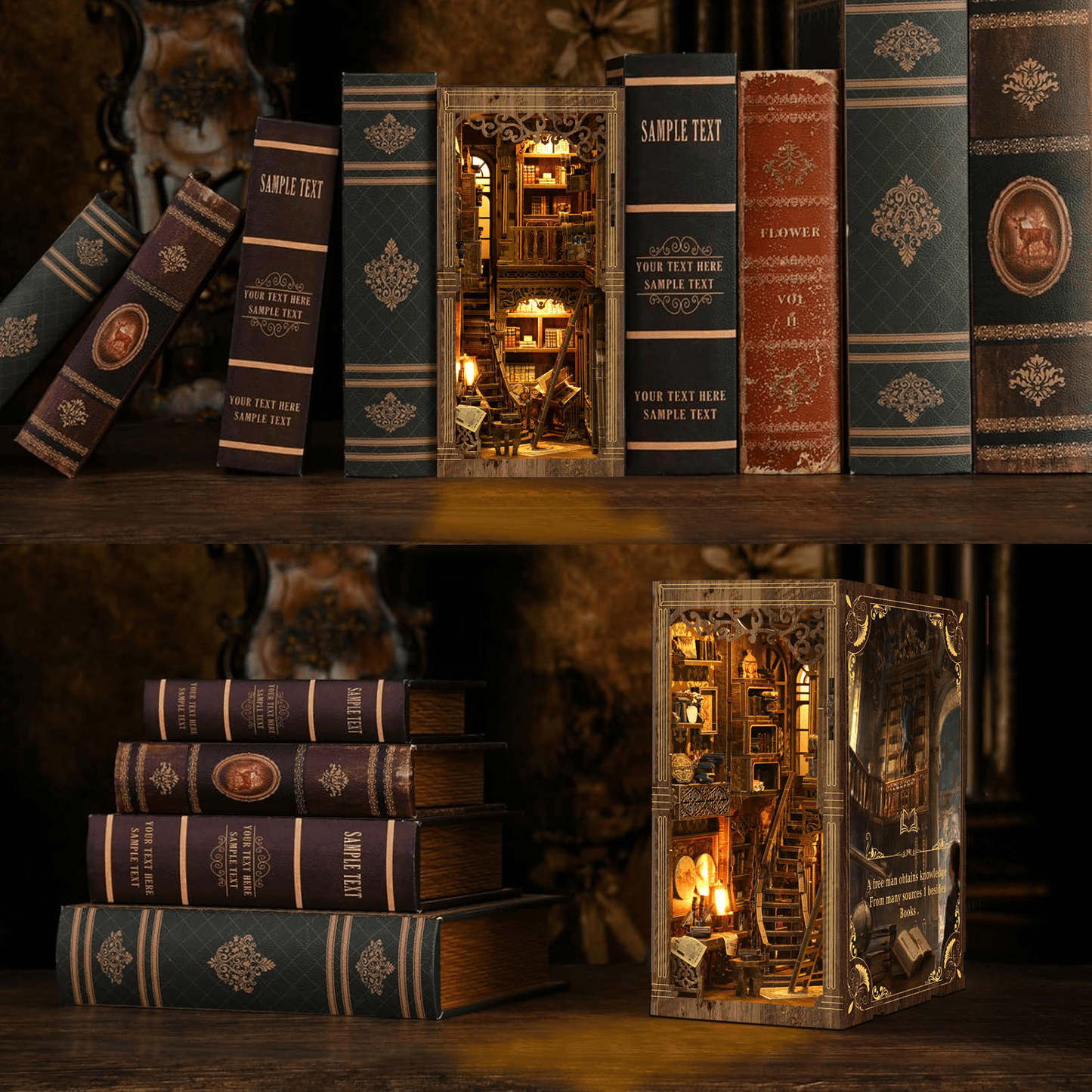 Book Nook Antique Book Collection Room - 411 pcs