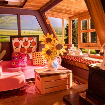 A-Frame Cabin Book Nook - loft sofa