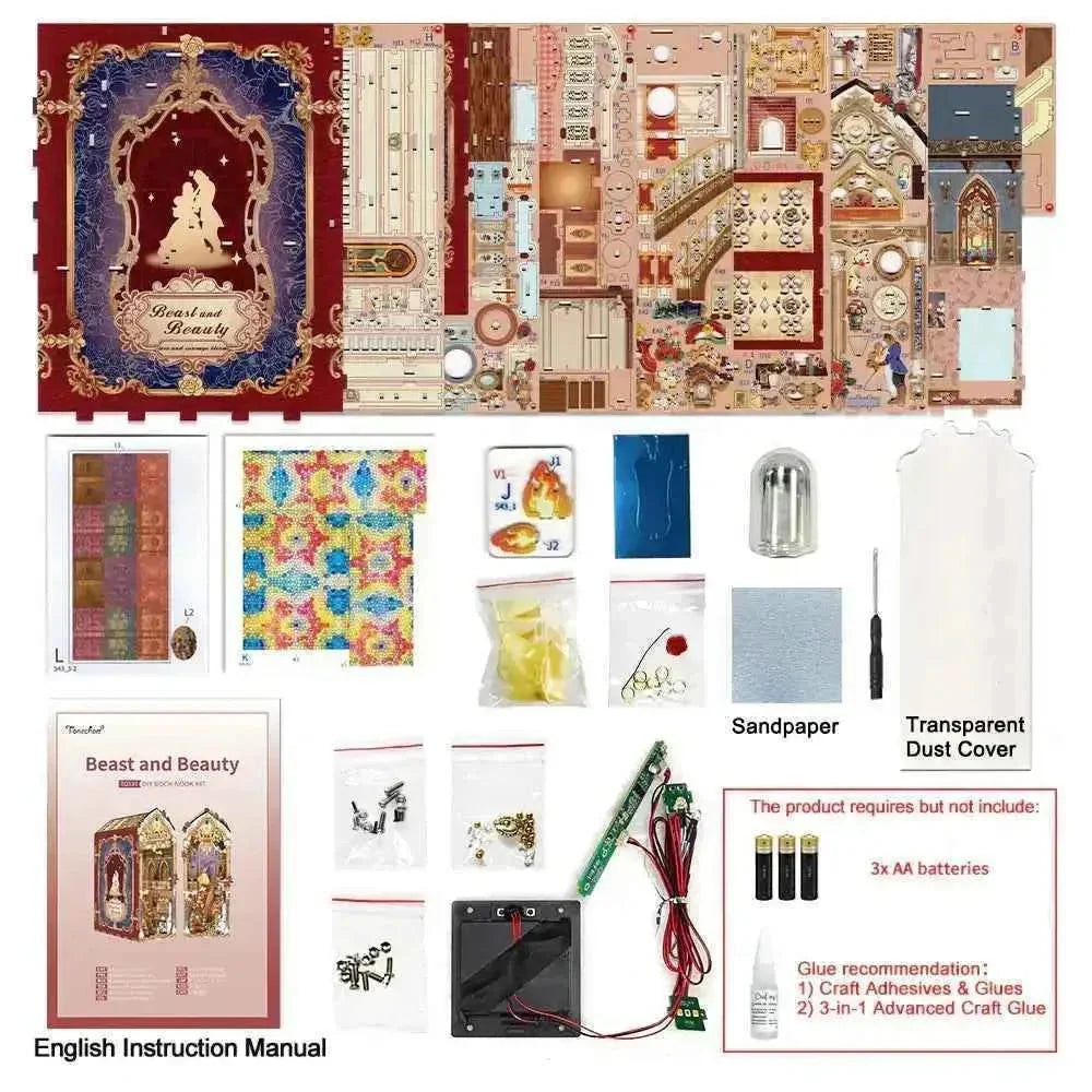 Beast and Beauty Book Nook - kit contents