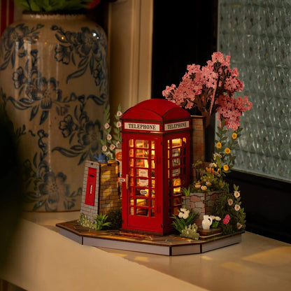 Blossom Booth Book Nook - lit up at night