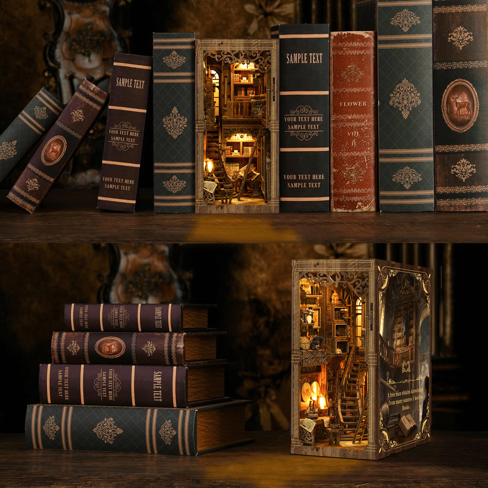 Book Nook Antique Book Collection Room - 411 pcs