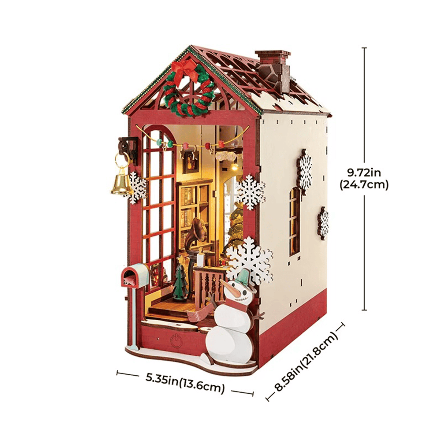 Book Nook Christmas Indoor Scene (with snowman)