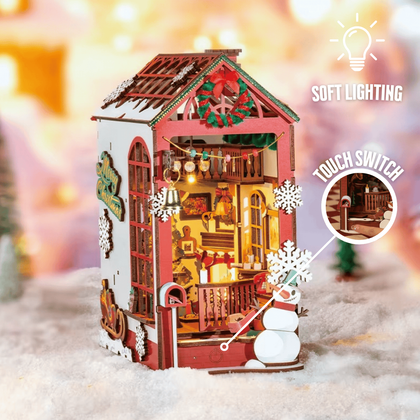 Book Nook Christmas Indoor Scene (with snowman)