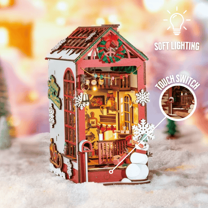 Book Nook Christmas Indoor Scene (with snowman)