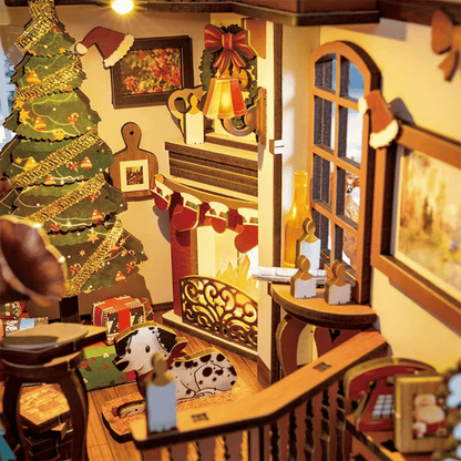 Book Nook Christmas Indoor Scene (with snowman)