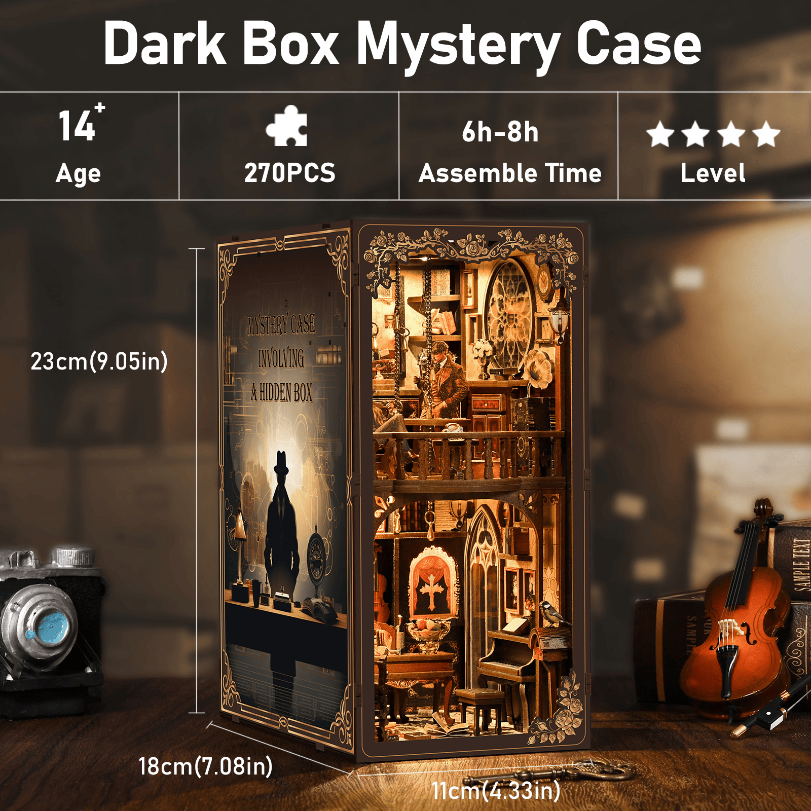 Book Nook Dark Box Mystery Case (Sherlock Holmes Style) - 270 Pieces