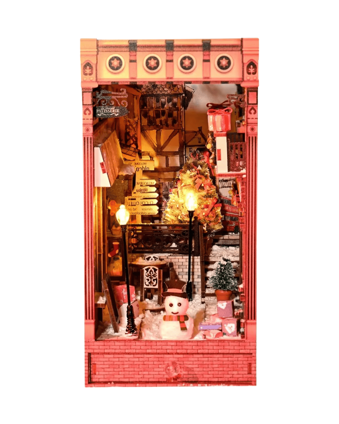 Bustling Street Scene Book Nook - Snowy Christmas Street