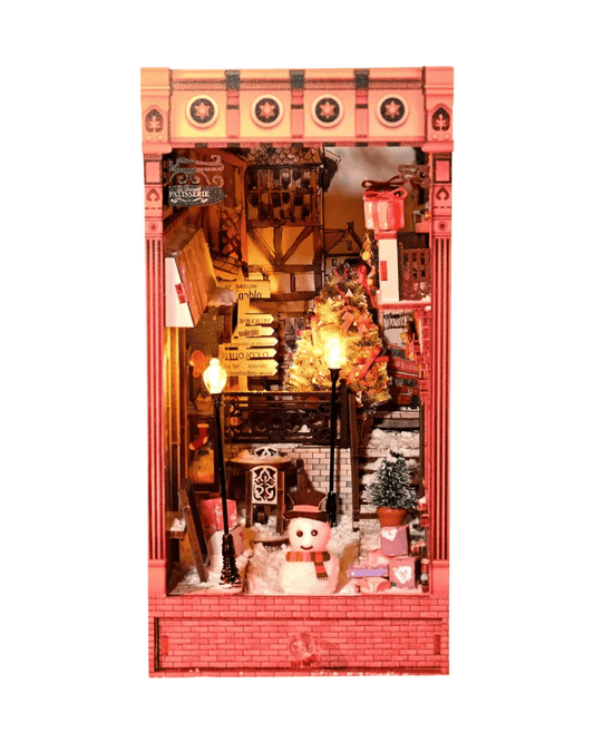 Bustling Street Scene Book Nook - Snowy Christmas Street