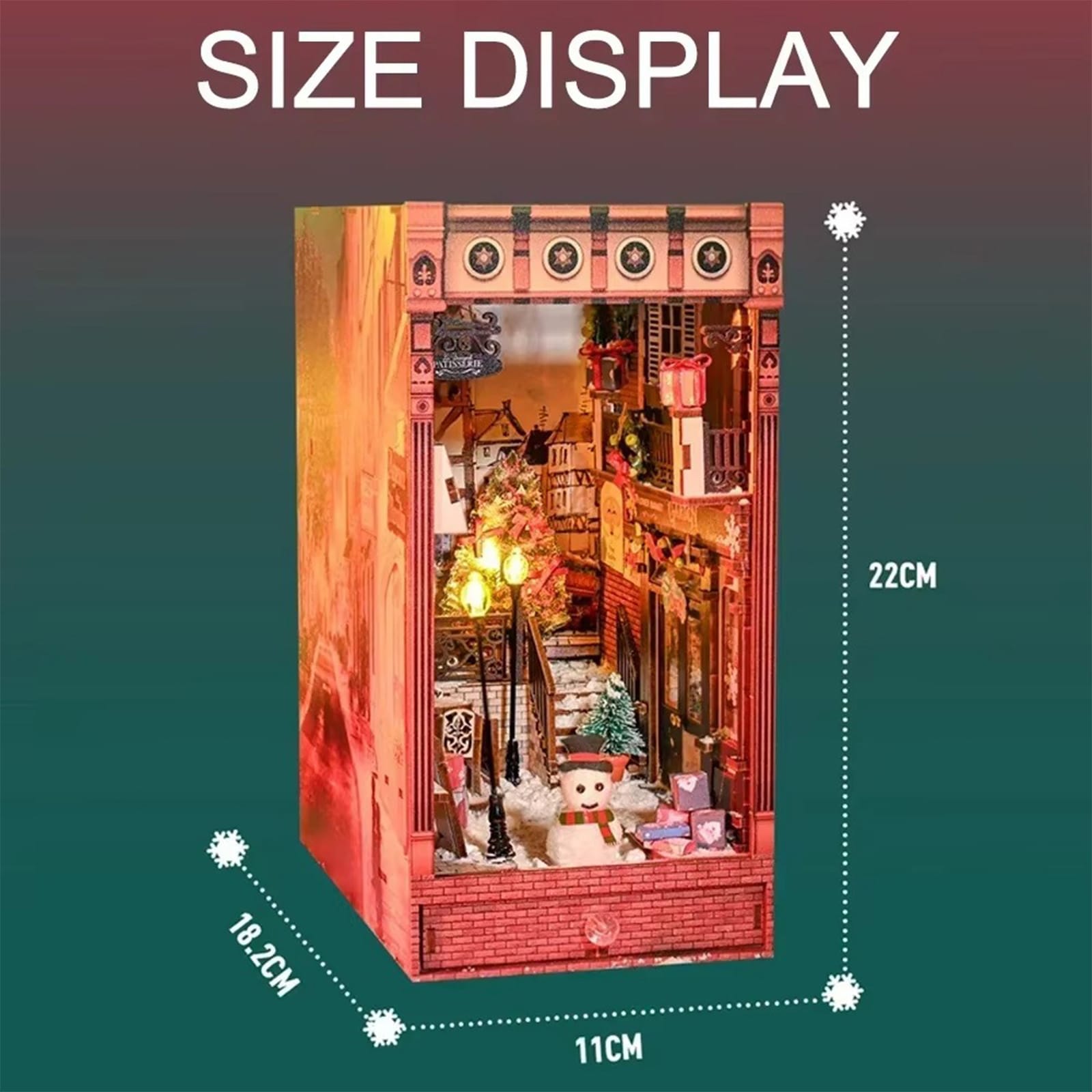 Bustling Street Scene Book Nook - Snowy Christmas Street