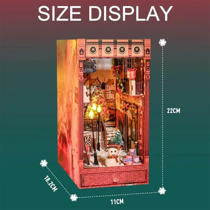 Bustling Street Scene Book Nook - Snowy Christmas Street