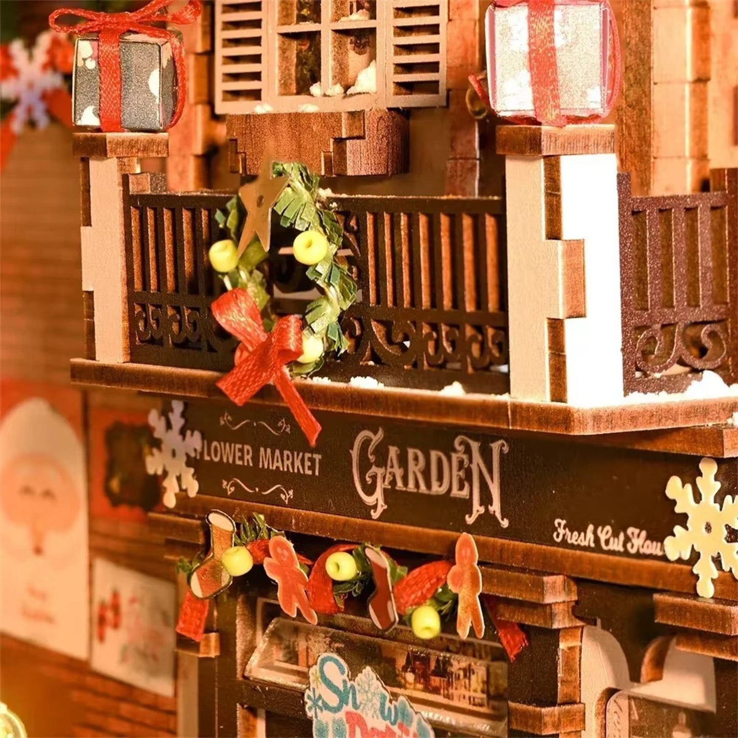 Bustling Street Scene Book Nook - Snowy Christmas Street