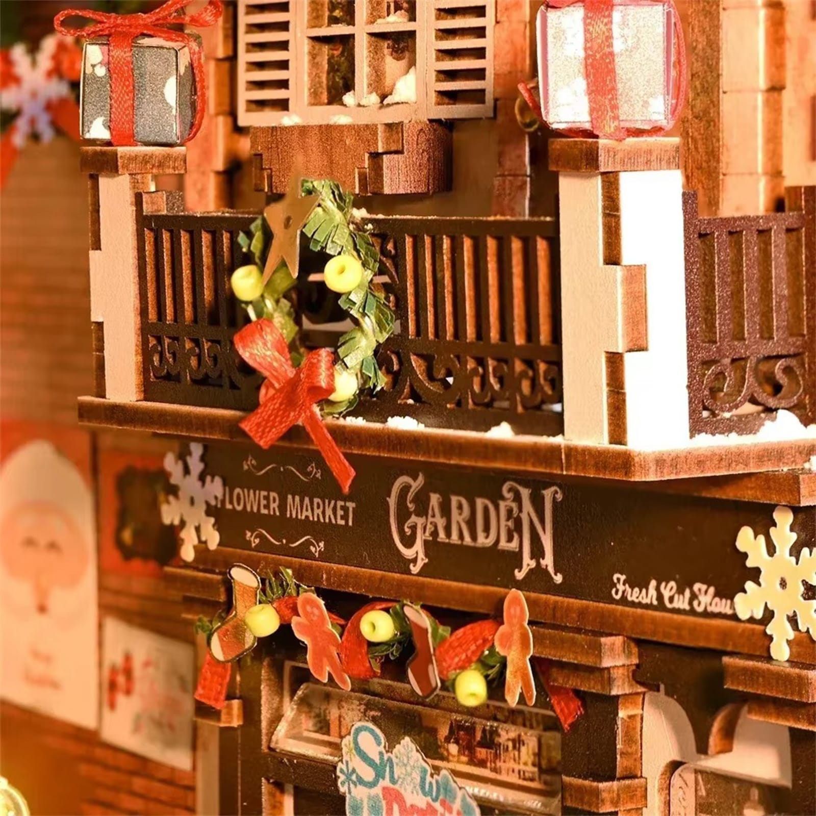 Bustling Street Scene Book Nook - Snowy Christmas Street