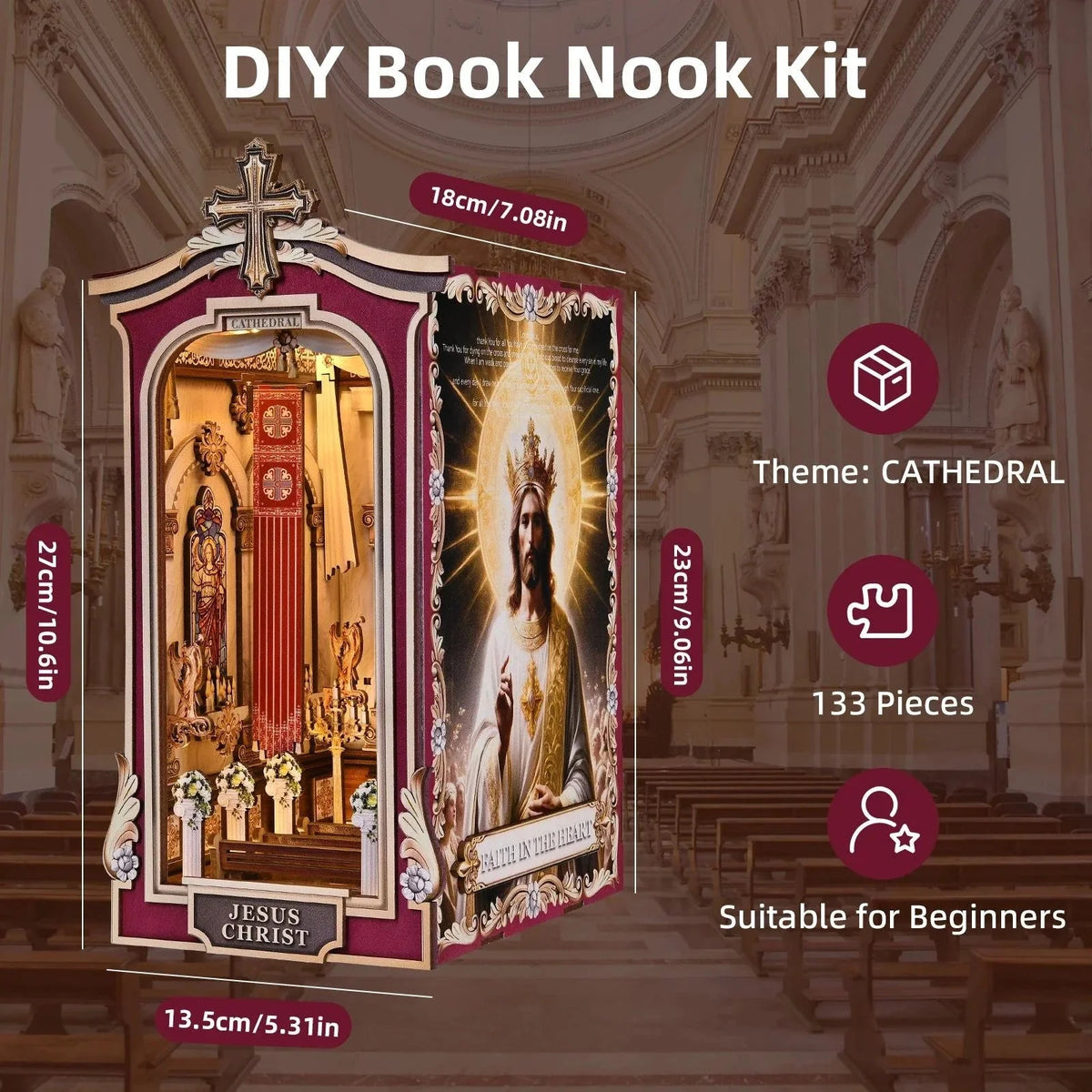 Cathedral Book Nook - dimensions