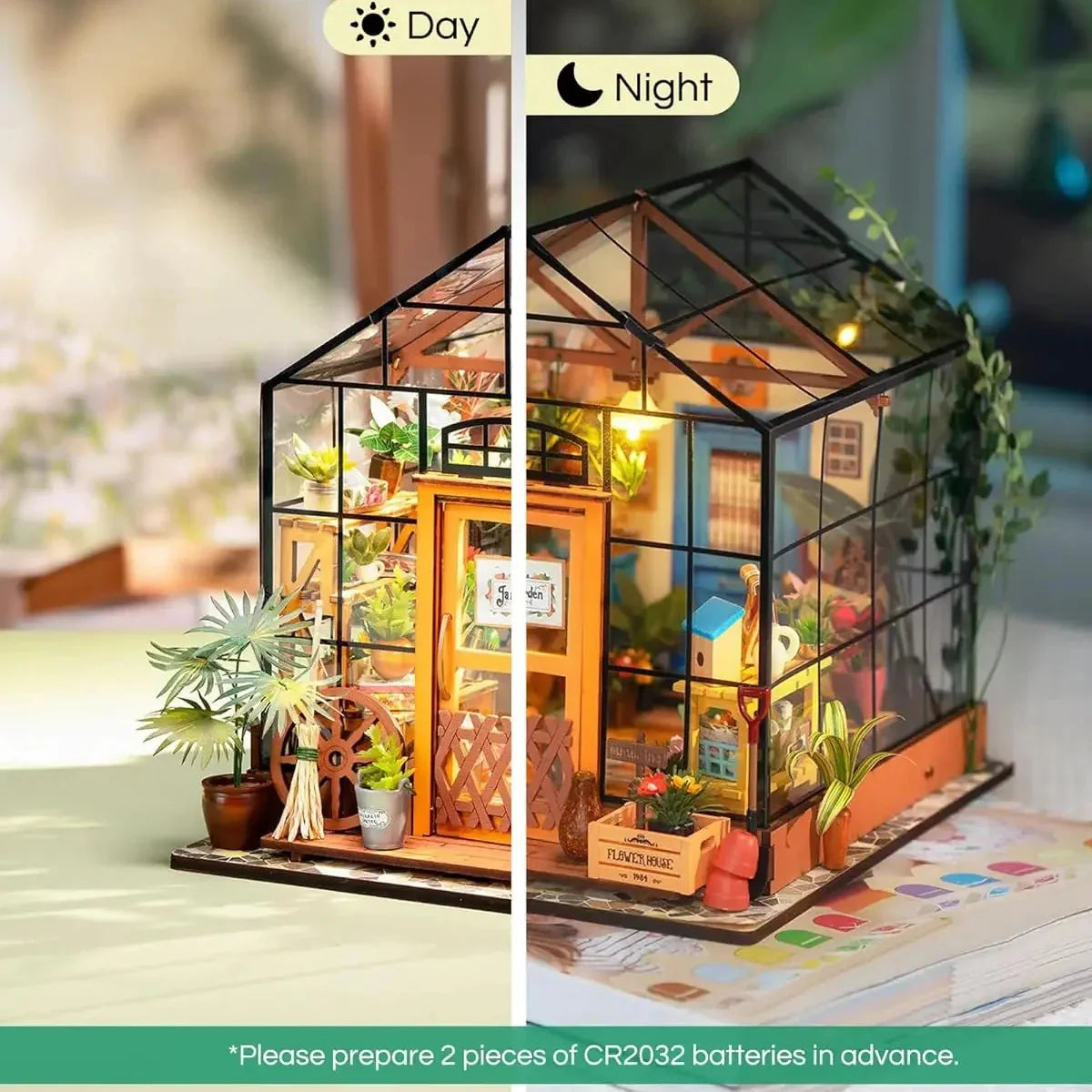 Cathy's Flower House Book Nook - day and night