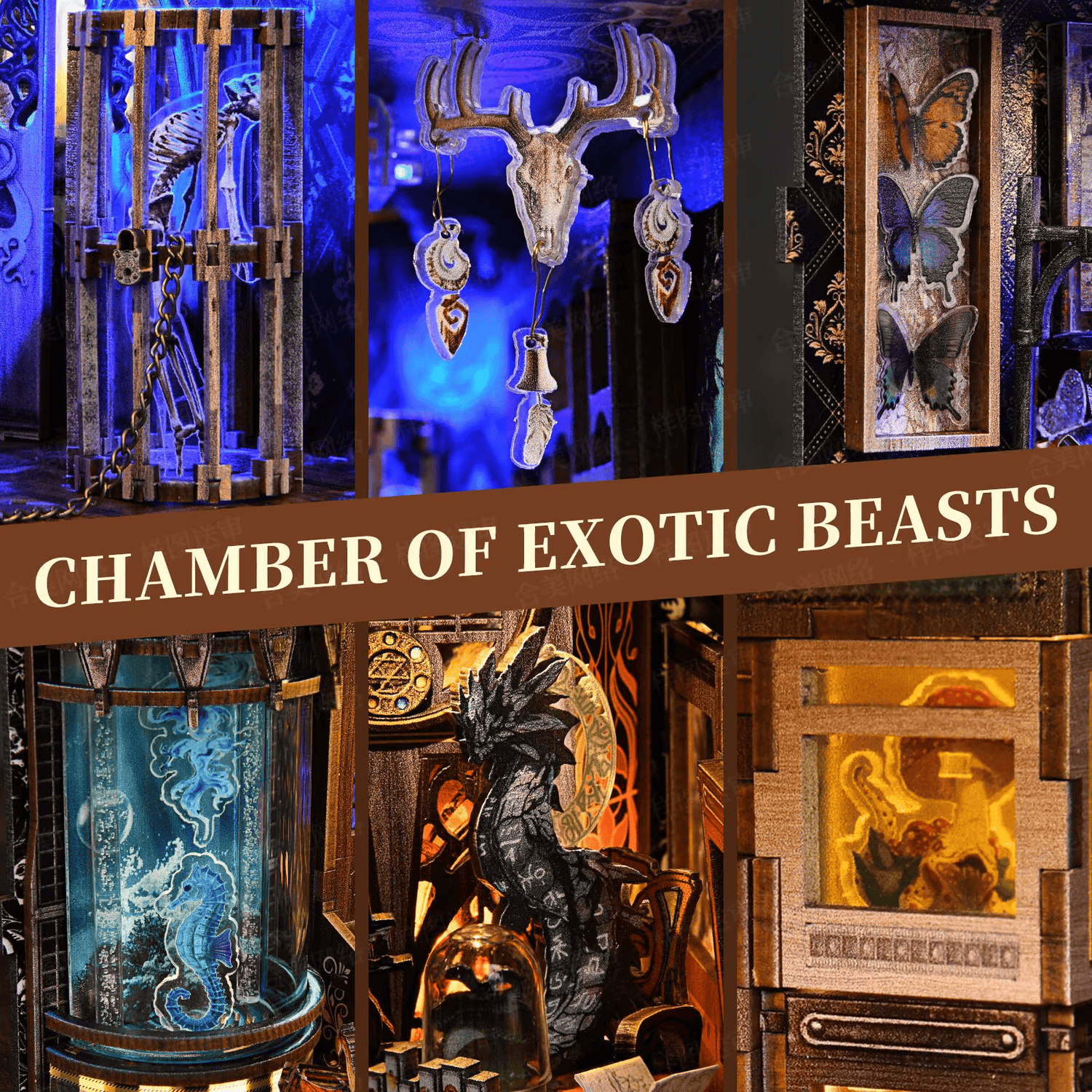 Chamber of Exotic Beasts Book Nook product details