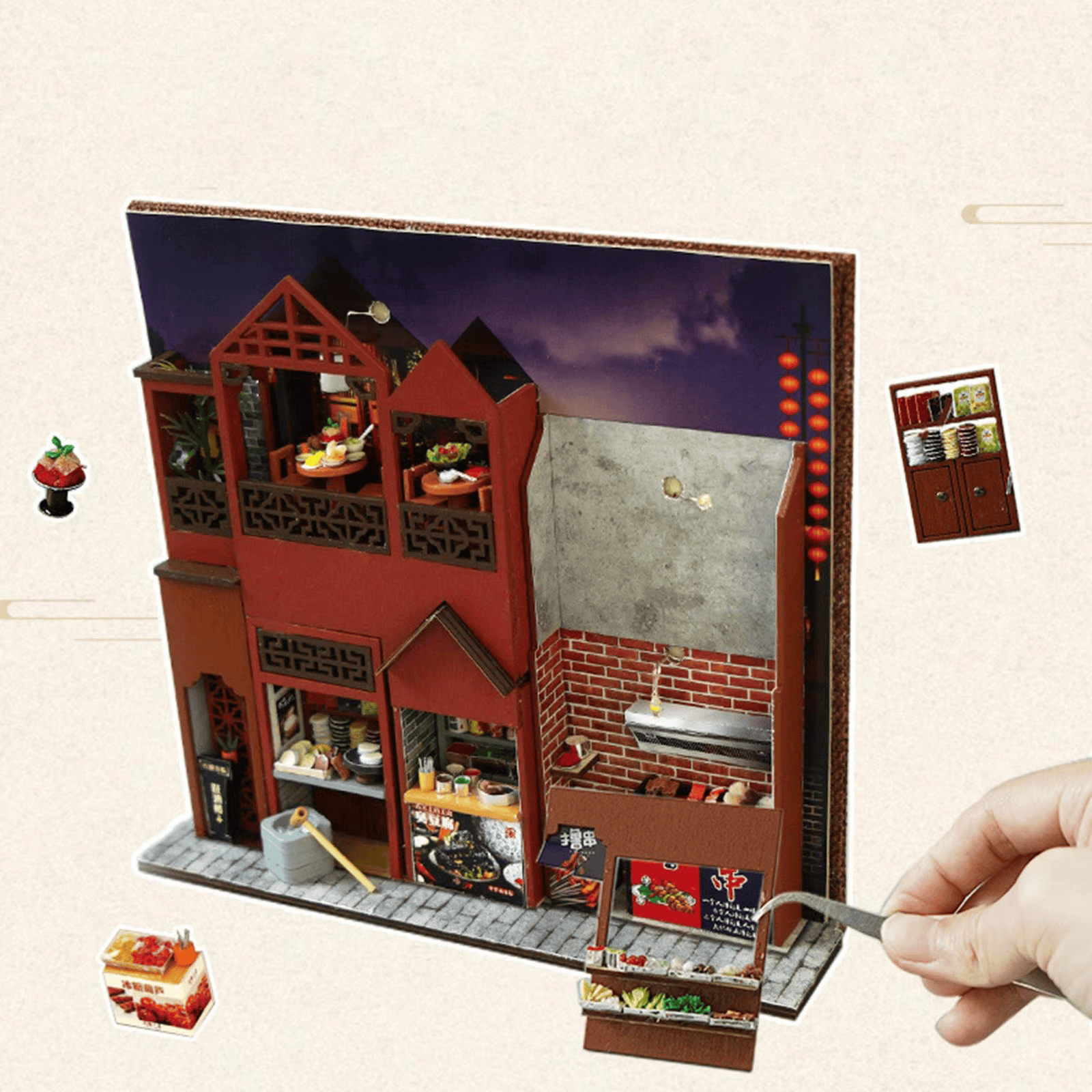 Chinese Food Street Book Nook - 247 Pieces