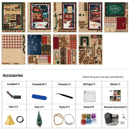 Christmas Shop Book Nook - kit contents