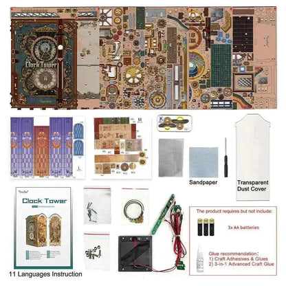 Clock Tower Book Nook - kit contents