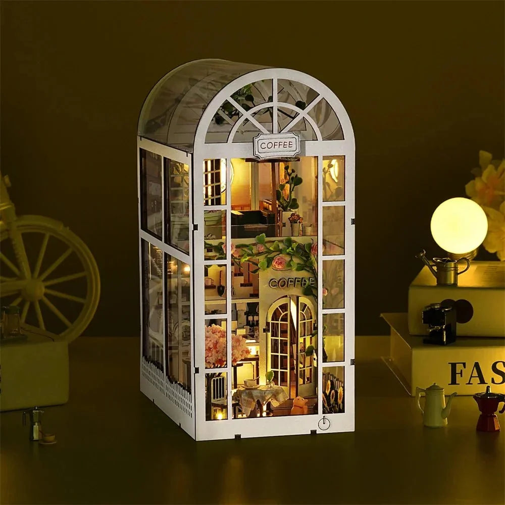 Coffee Garden Book Nook - lit at night