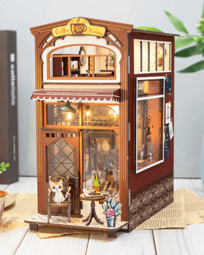 Coffee House Book Nook - lit facade