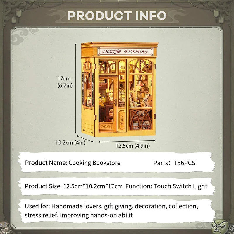Cooking Bookstore Book Nook - dimensions