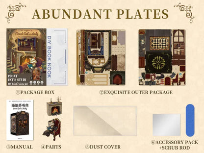 Count Cat study DIY Book Nook (New)