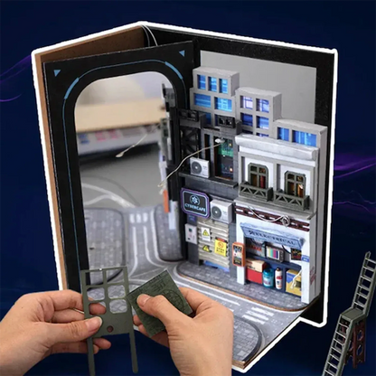 Cyberpunk Future World Book Nook (with Blue LED) - 250pcs