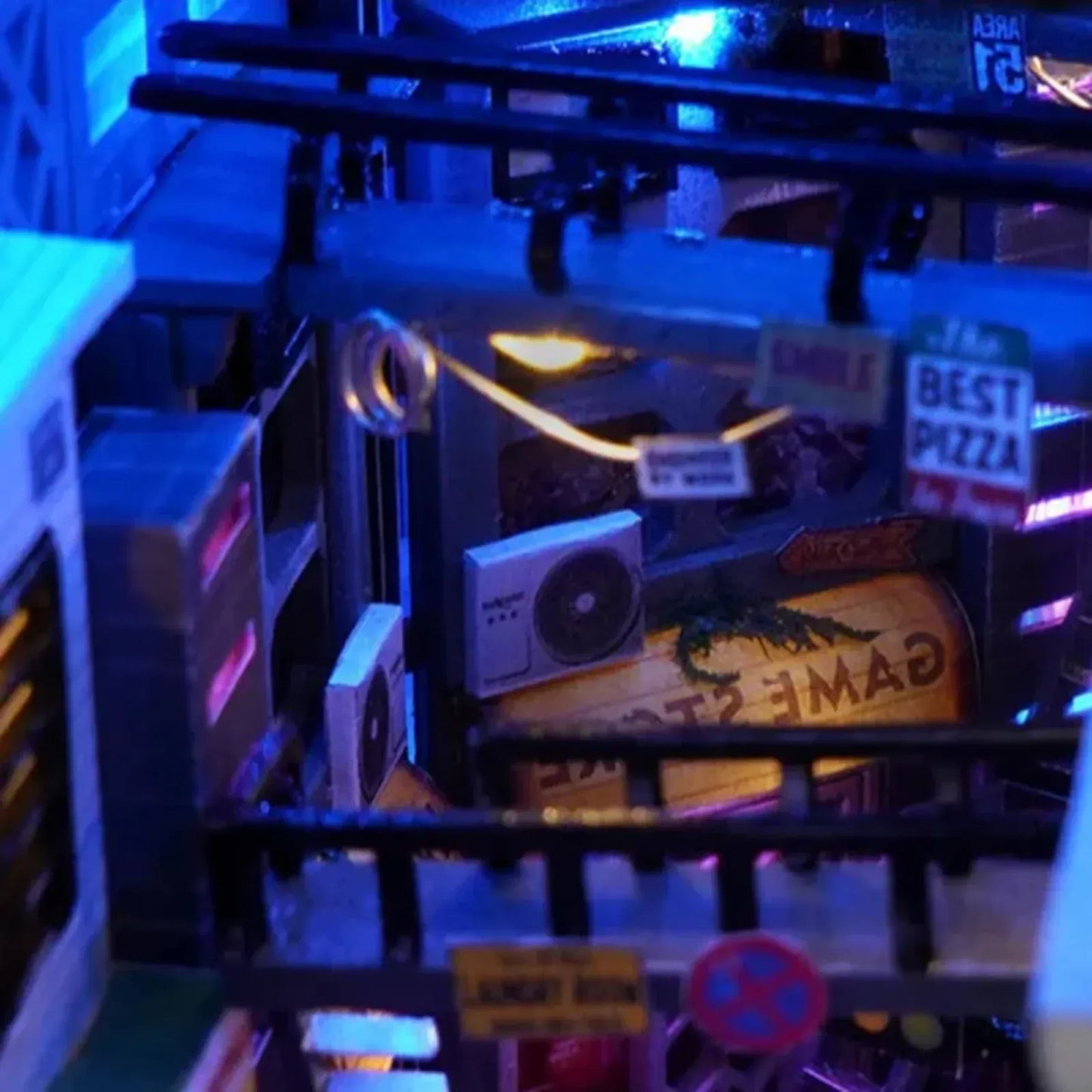 Cyberpunk Future World Book Nook (with Blue LED) - 250pcs