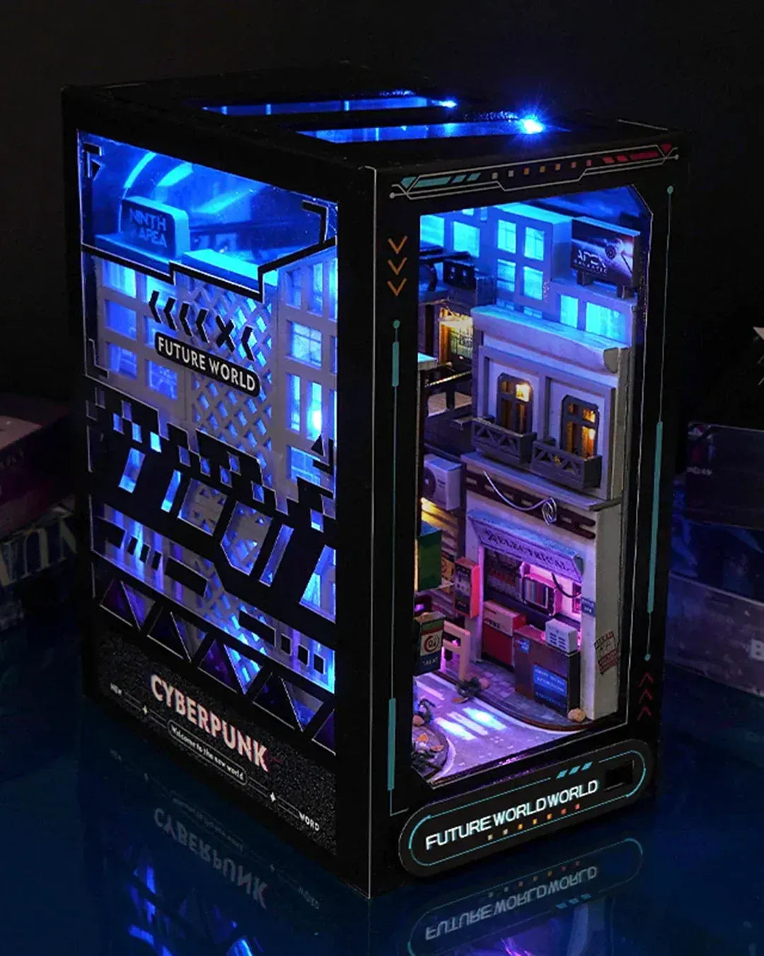 Cyberpunk Future World Book Nook (with Blue LED) - 250pcs