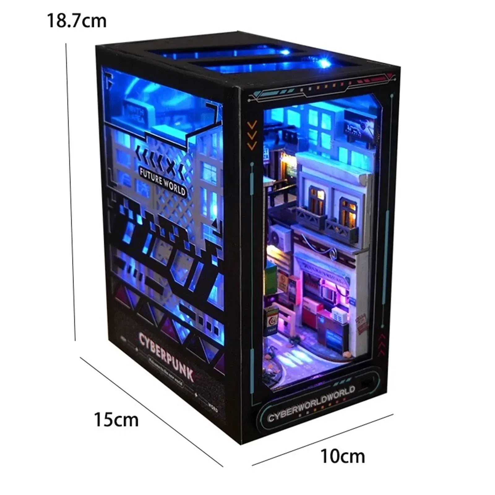 Cyberpunk Future World Book Nook (with Blue LED) - 250pcs