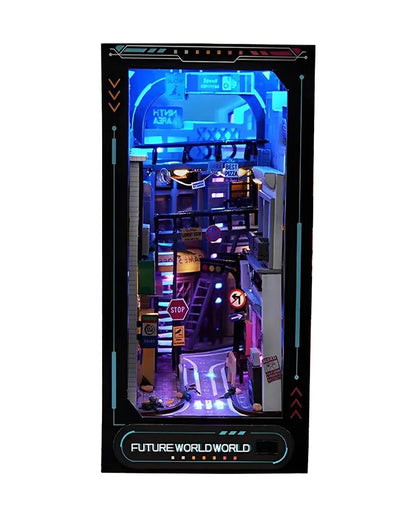 Cyberpunk Future World Book Nook (with Blue LED) - 250pcs