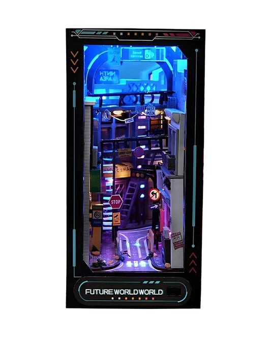Cyberpunk Future World Book Nook (with Blue LED) - 250pcs