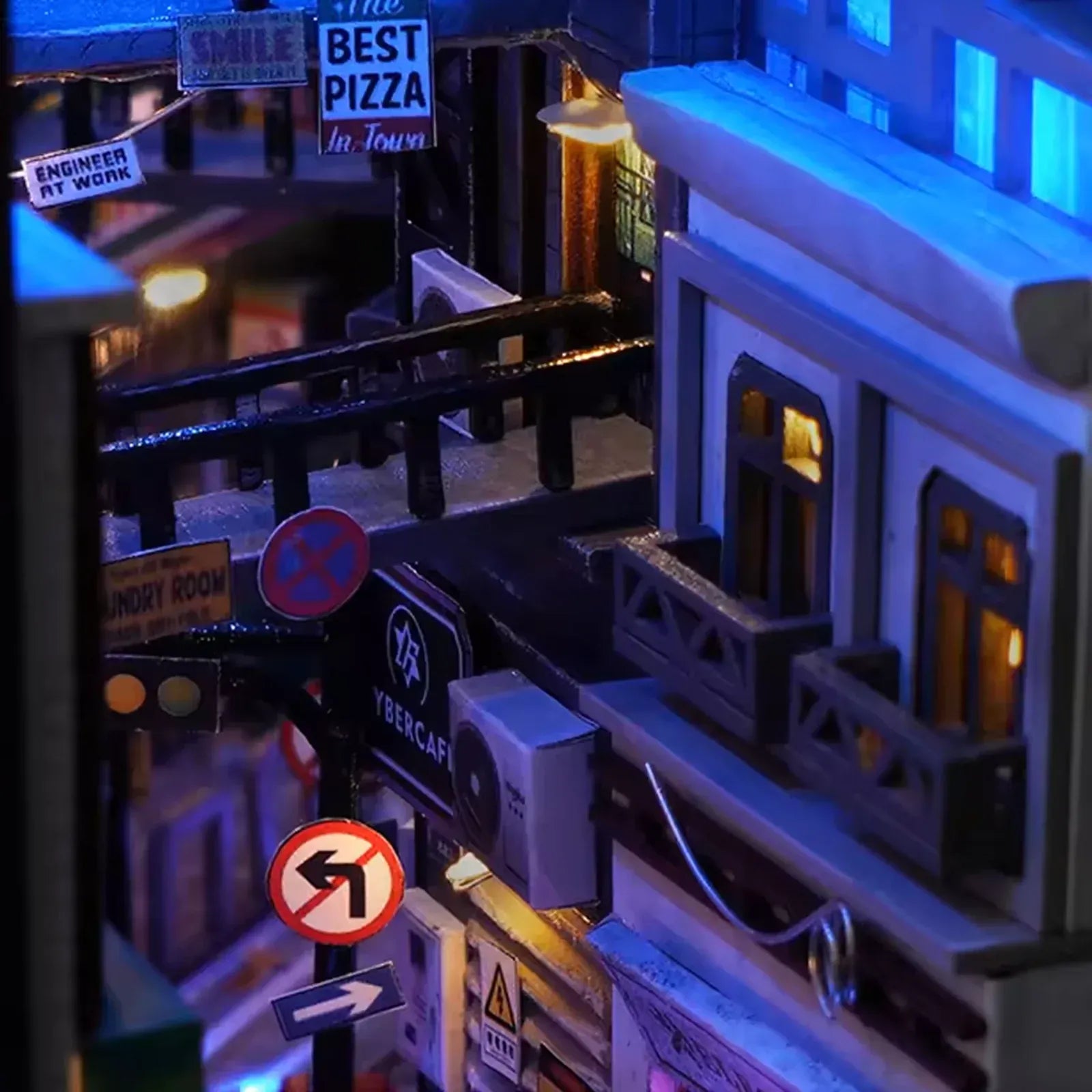 Cyberpunk Future World Book Nook (with Blue LED) - 250pcs