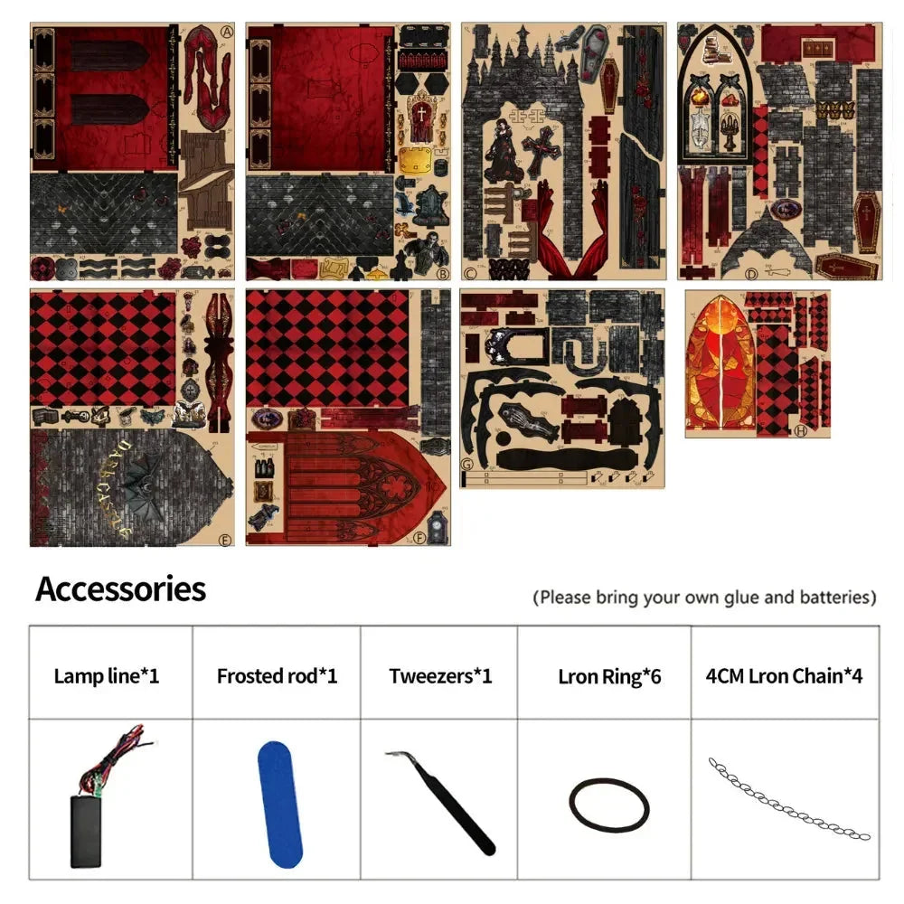 Dark Castle Book Nook - kit contents