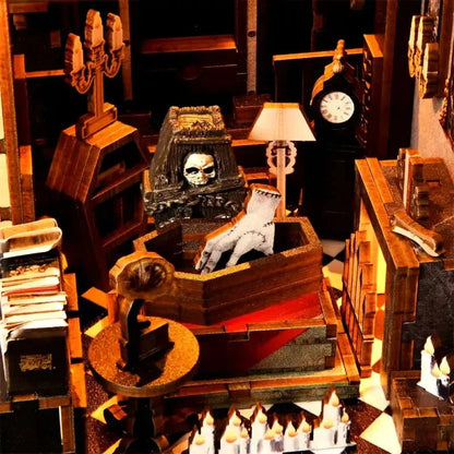Dark Family Book Nook - coffin and skeleton
