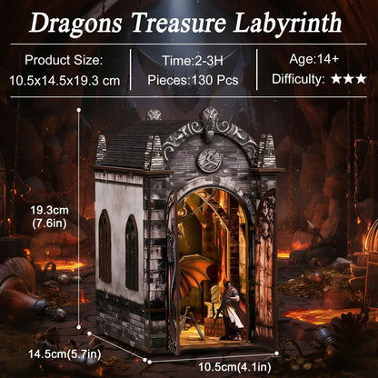 Dragons Treasure Labyrinth Book Nook - dimensions