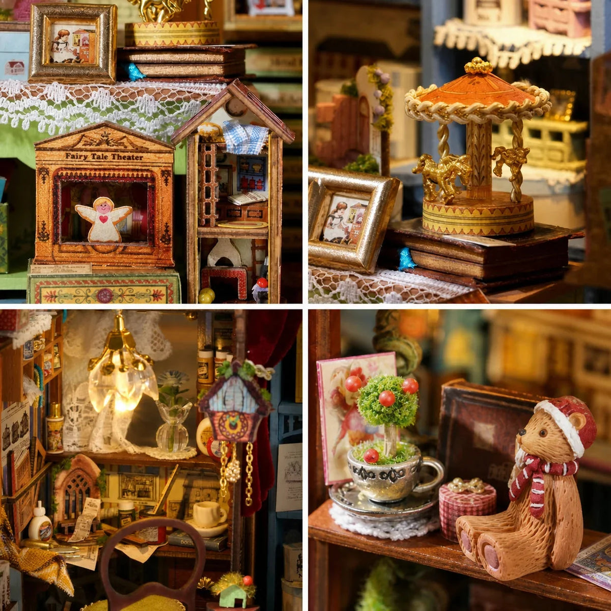Fairy-Tale Wonderhouse Book Nook - puppet theater and carousel