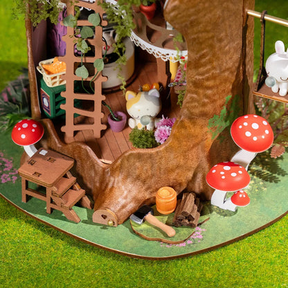 Fairytale Tree House Book Nook - kitchen and mushrooms