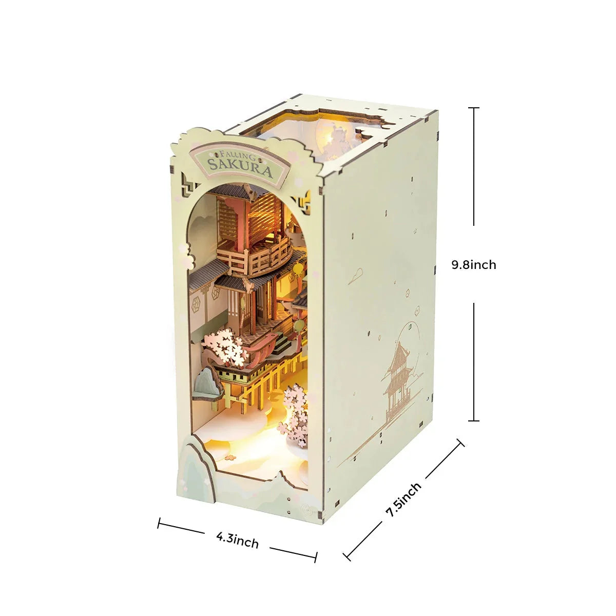 Falling Sakura Book Nook - dimensions