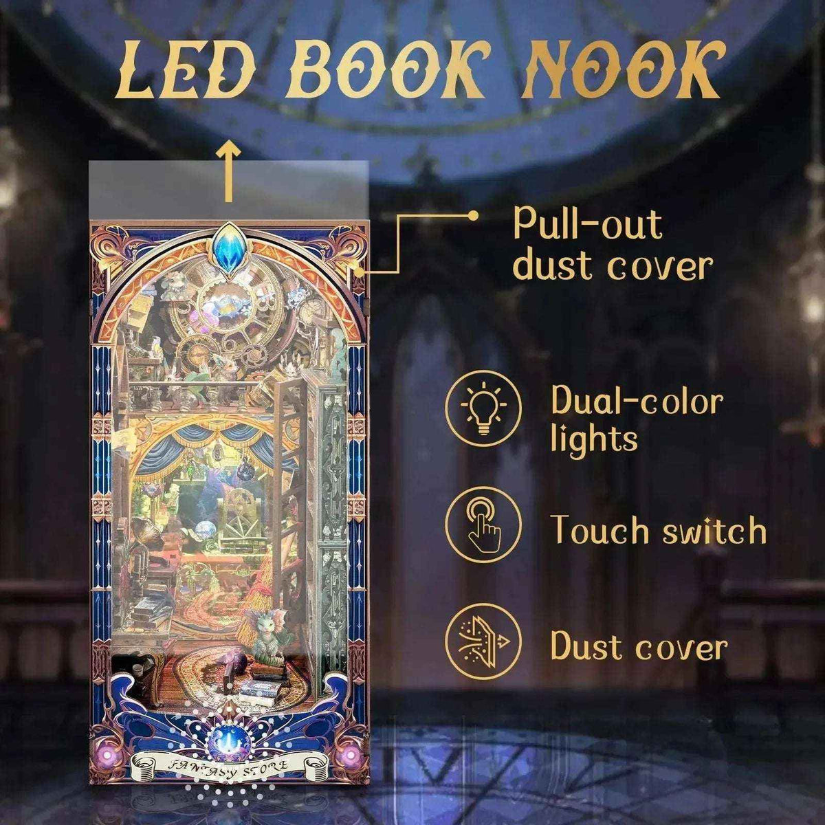 Fantasy Store Book Nook - dust cover and lights