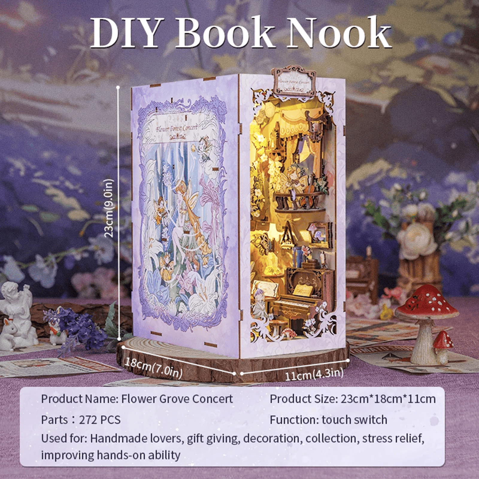 Flower Forest Concert Book Nook (with fairy musicians)