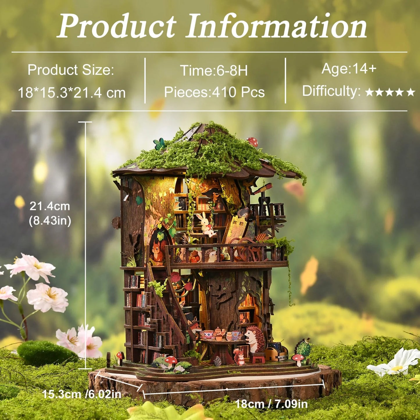 Forest Tea Book Club Book Nook - dimensions