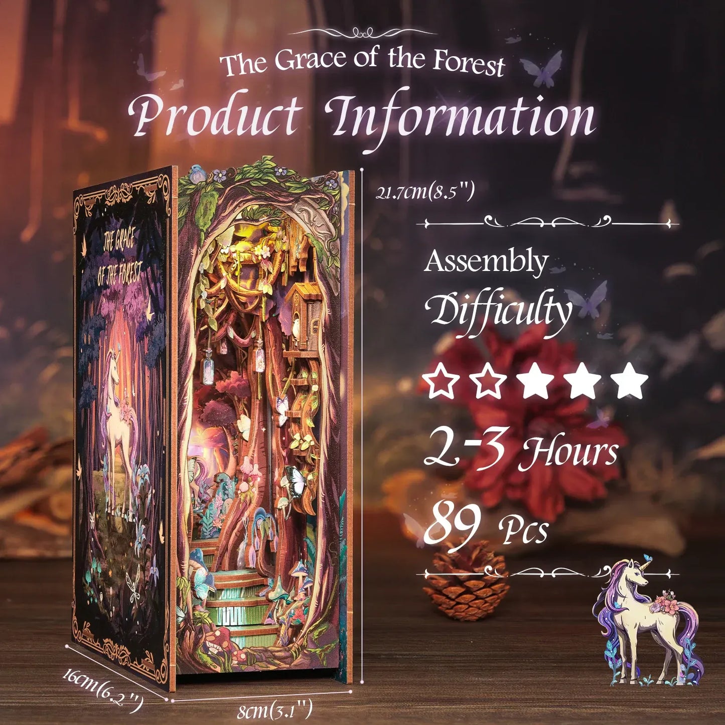 Grace of the Forest with unicorns - Book Nook