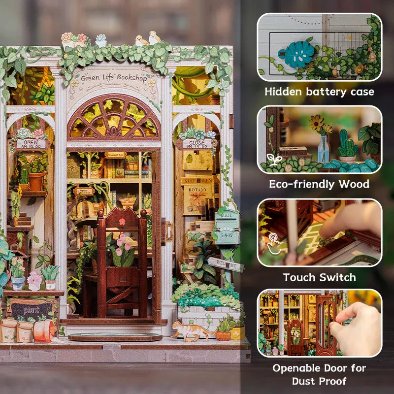 Green Life Bookshop Minaiture Dollhouse Kit