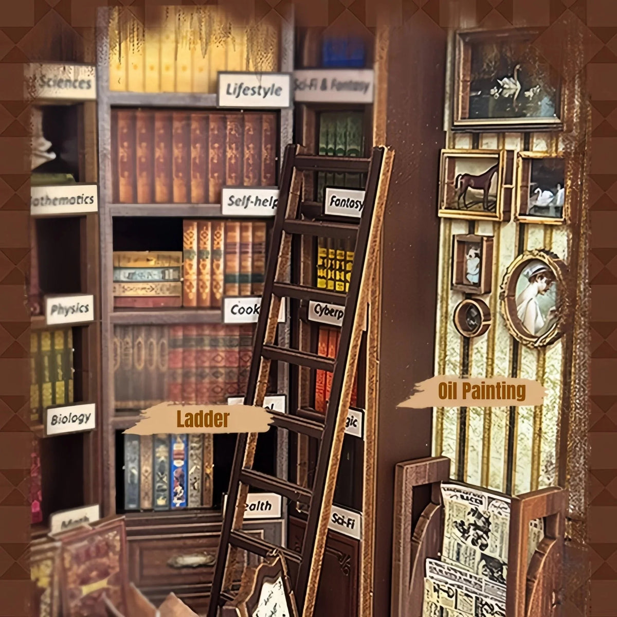 Hoggor Bookstore Book Nook - ladder and shelves