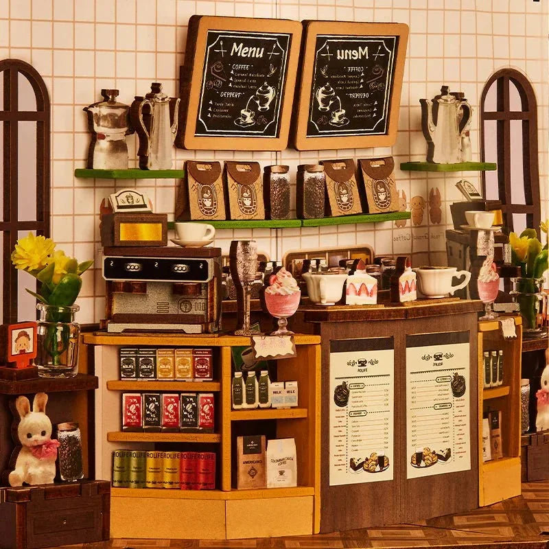 Holiday Café Book Nook - counter and menus