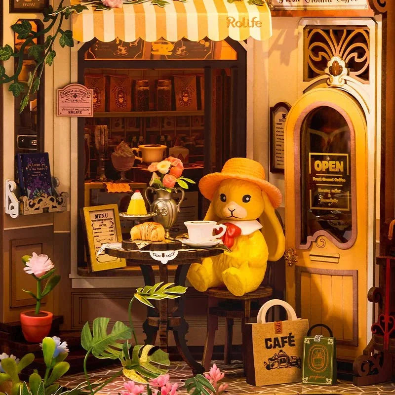 Holiday Café Book Nook - bunny at the table