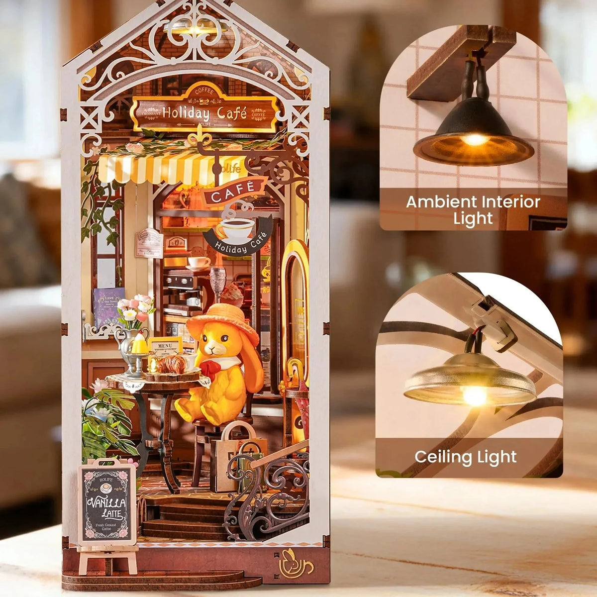 Holiday Café Book Nook - two lights