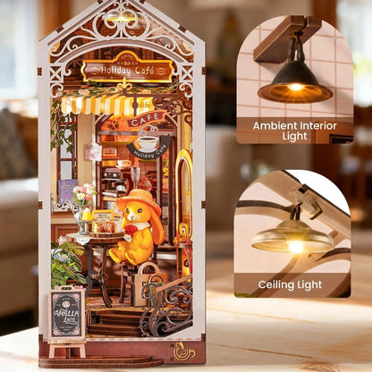 Holiday Café Book Nook - two lights