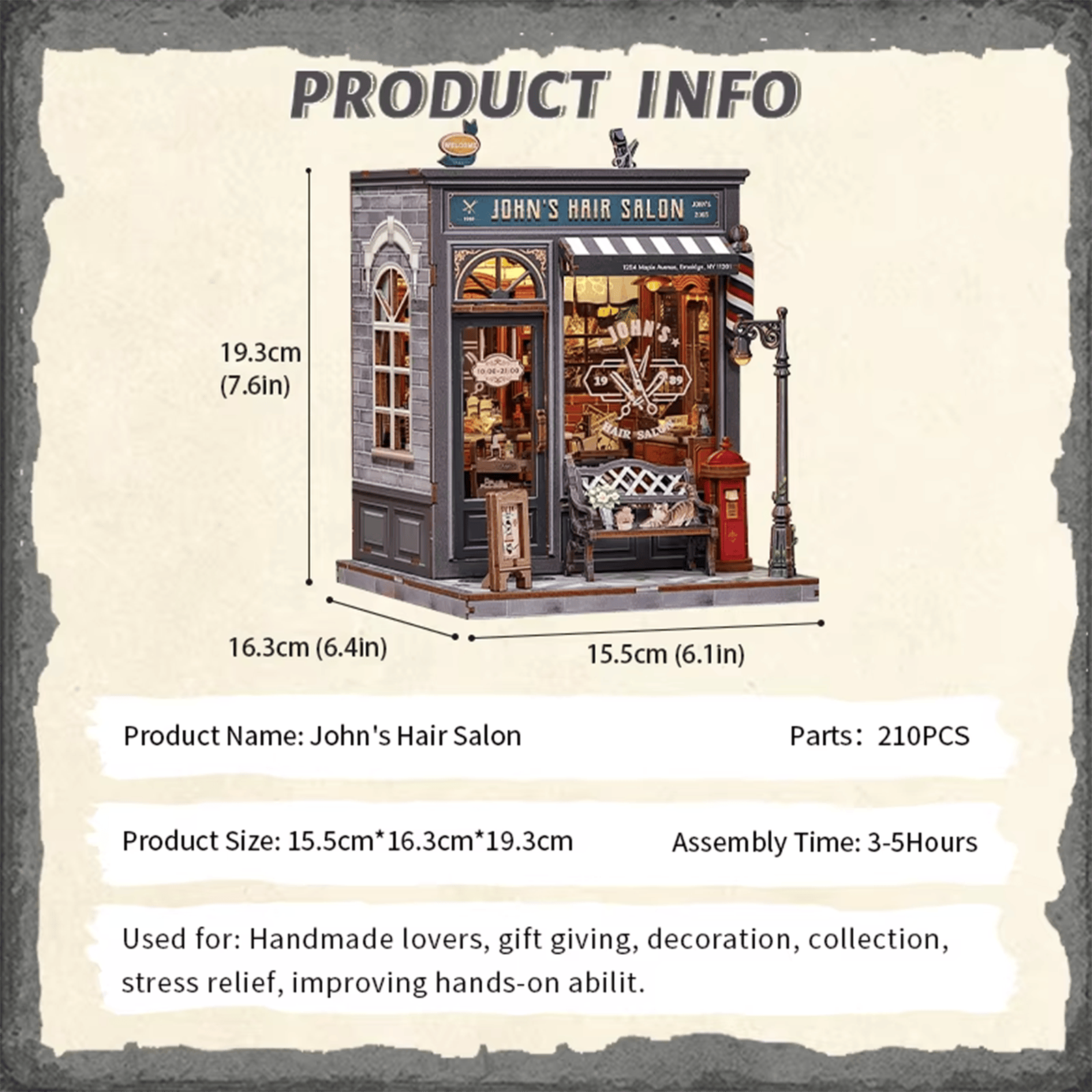 John’s Hair Salon Miniature House - 210 pcs